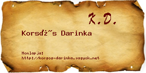 Korsós Darinka névjegykártya